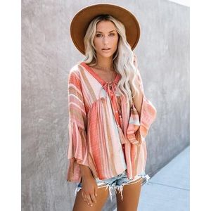 Vici striped button-down baby doll top